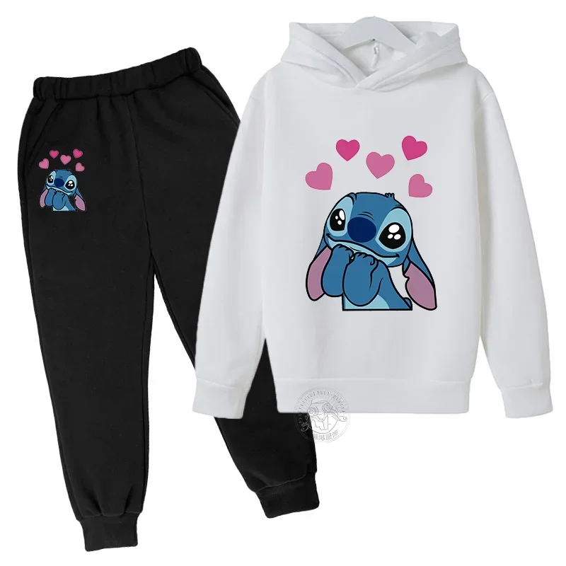 Stitch Kawaii children\'s suit street fashion boys and girls suit sports pullover + sweatpants two-piece sports suit