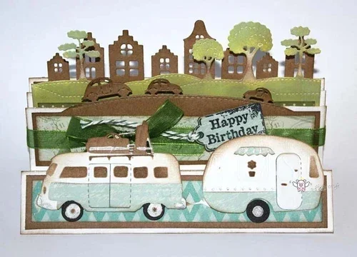Mmao Crafts Metal Steel Cutting Dies New Camping transport car Stencil For DIY Scrapbooking Paper/photo Cards Embossing Dies