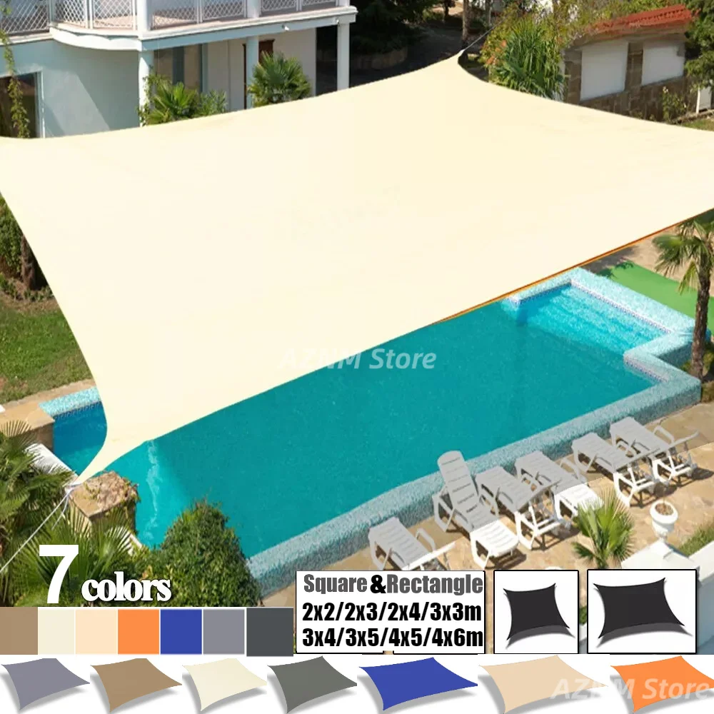 2x3/3x4/4x5/5x6M Sonnensegel Wasserdicht Outdoor Quadratisch Rechteckig Garten Terrasse UV-Schutz Party-Überdachung Pool Camping Markise Schutzdach