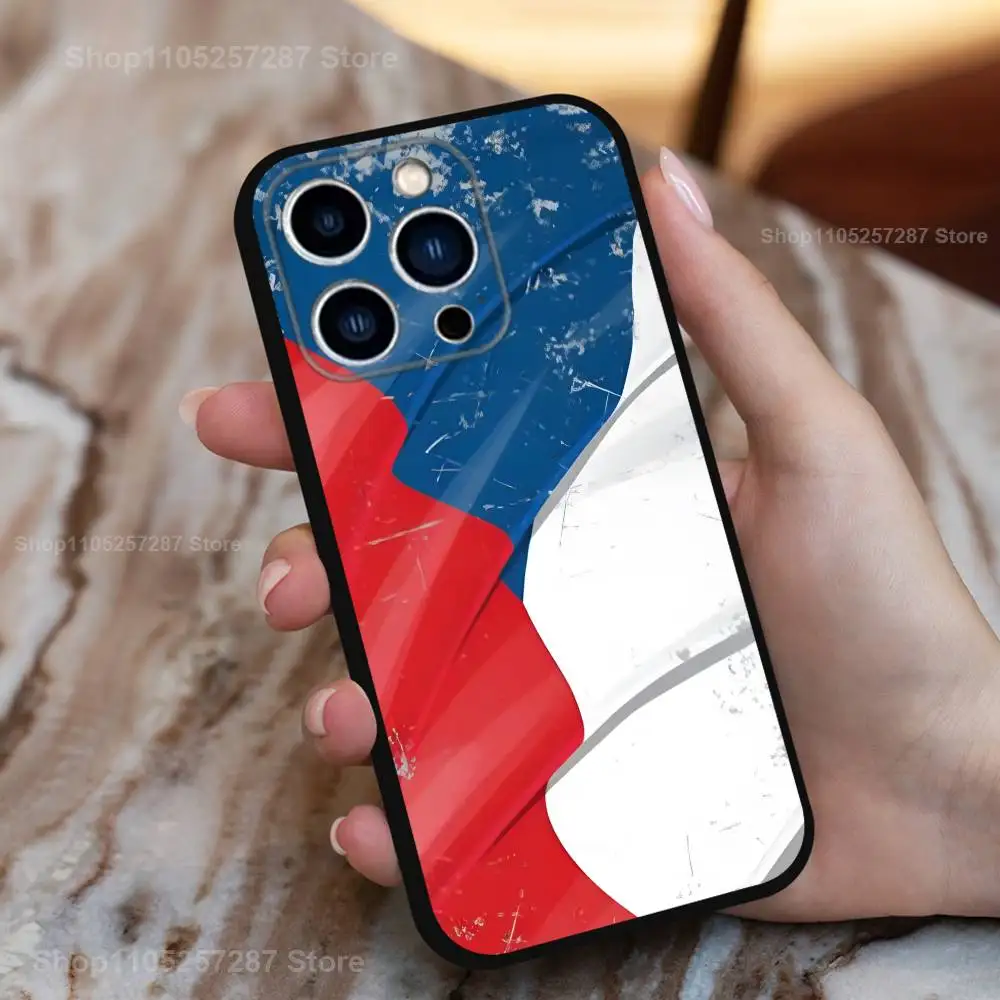 علم جمهورية الفن التشيكي لهاتف iPhone 12,14,13,15,8,7,16,11,17,X,Mini,Plus,Pro,XR,SE,XS,Max,Soft Silicone Black Case #5