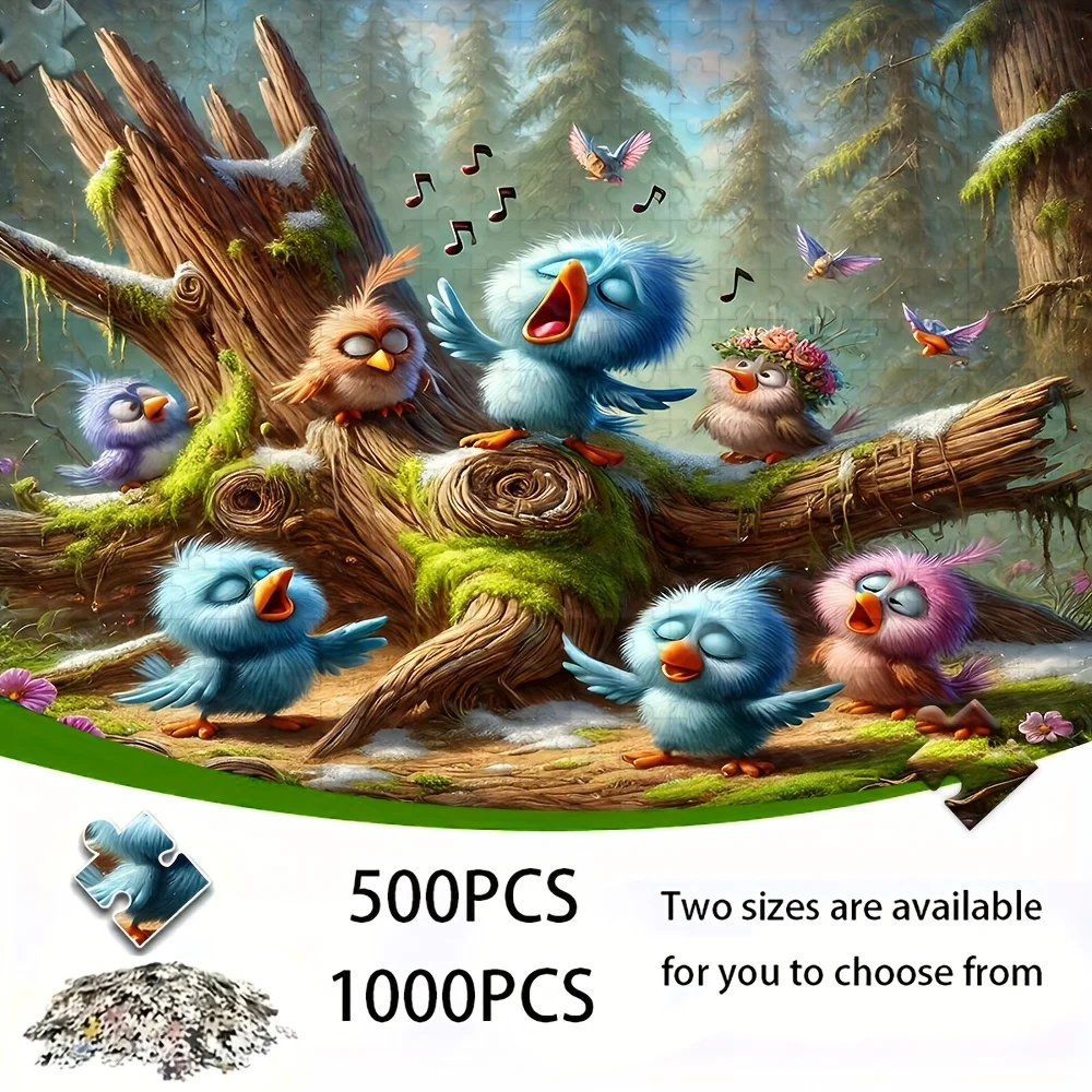 จิ๊กซอว์ภาพนกน้อยร้องเพลงในป่า ของเล่นเสริมสร้างสติปัญญา สำหรับผู้ใหญ่ แนวแฟนตาซี ตกแต่งบ้าน ของเล่นเสริมทักษะ