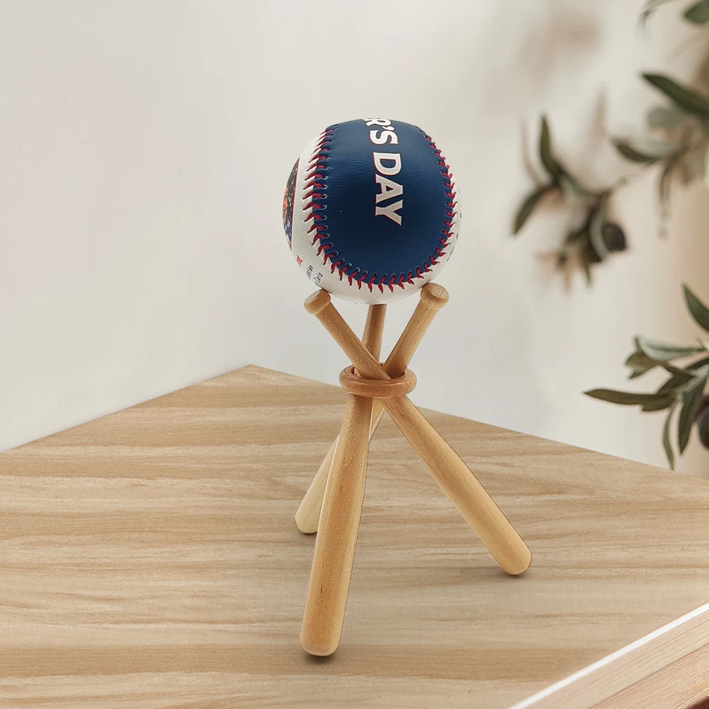 Wooden Baseball Holder Baseball Golf Tennis Ball Display Stand Baseball Bat Display Stand Holder for Kids and Sports Lover