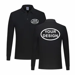 Customized Long Sleeved POLO Shirt Embroidered Print Solid Color Long Sleeved T-shirt Casual Personalized Lapel For Men Women