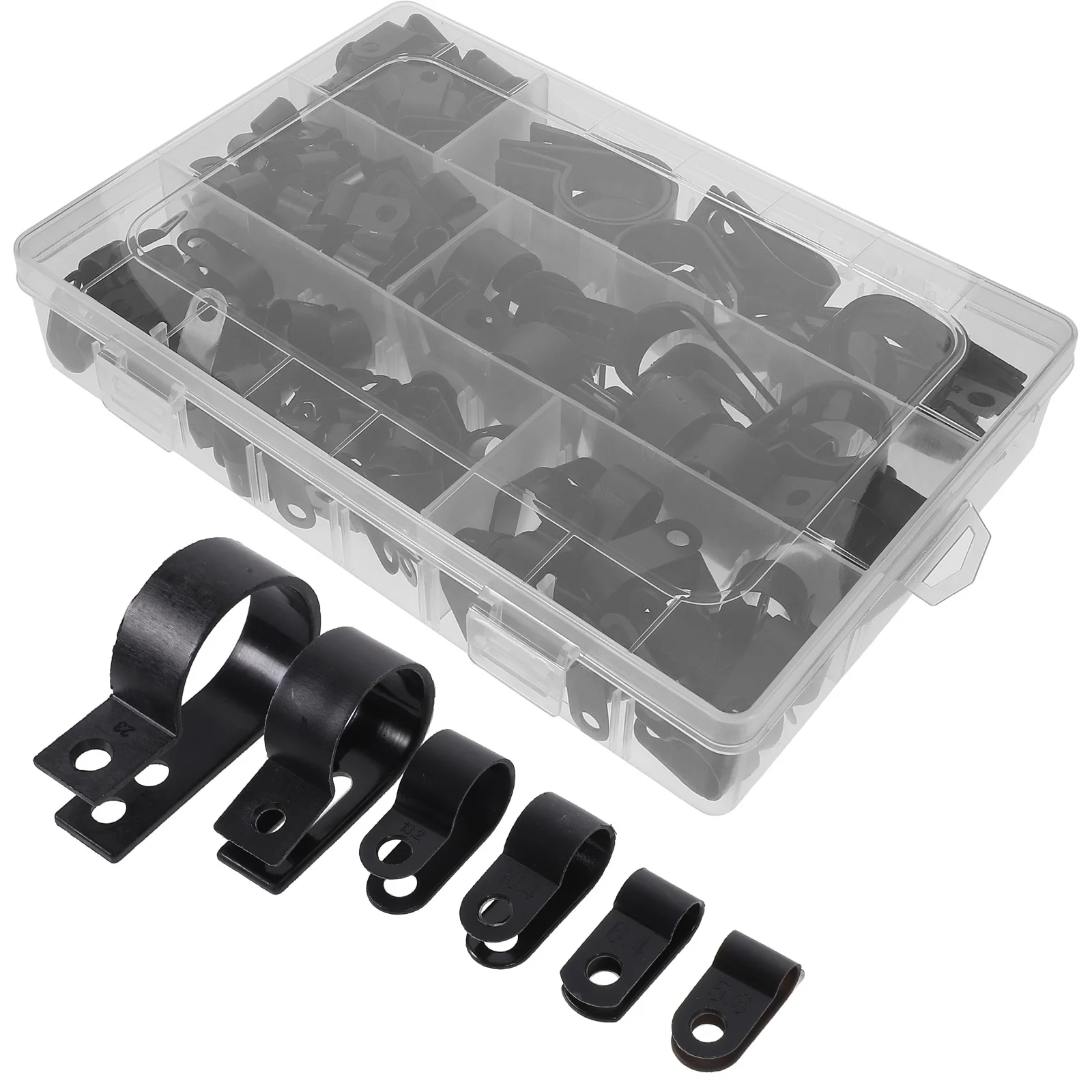 

200pcs Black Plastic P Clamps Nylon Cable Clamps 1/2 Inch Wire Tube Hose Clips Automotive Brake Line Repair Support Kit
