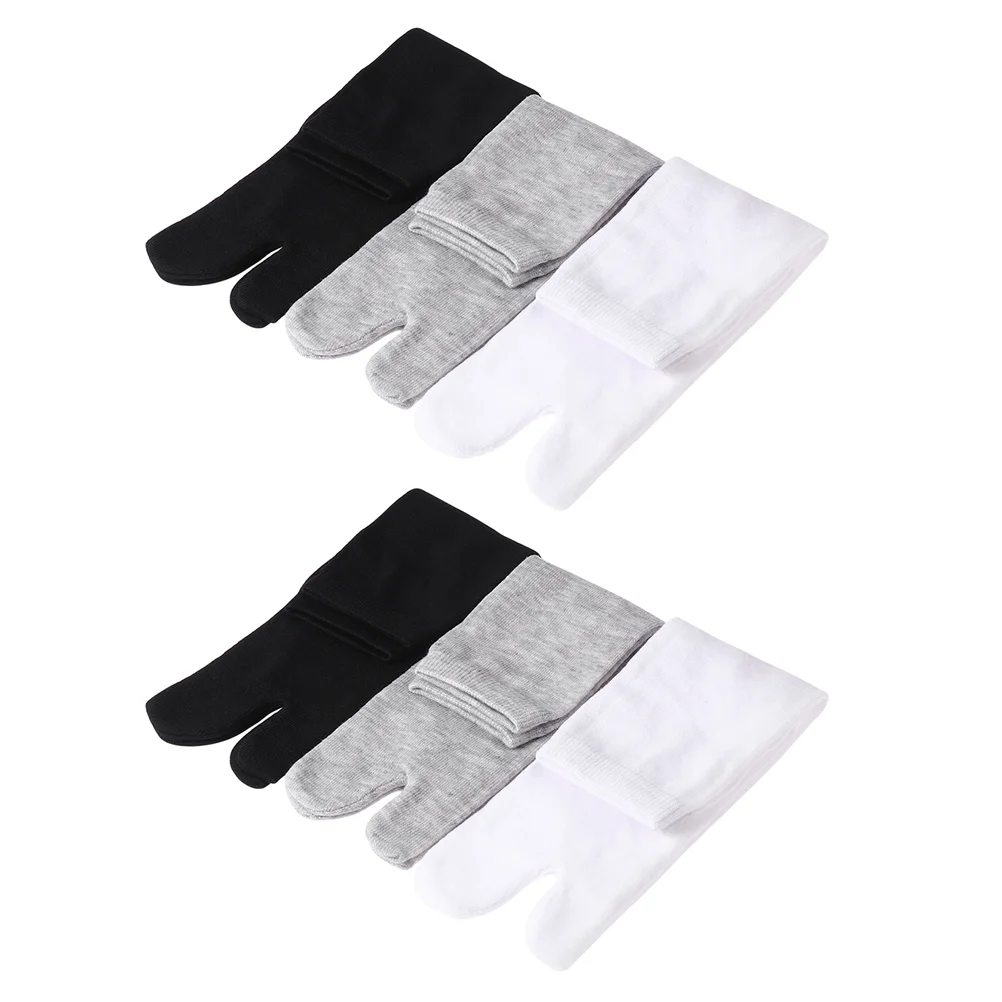 

6 Pairs Breathable Socks Tabi Universal Split Toes Two- Cotton Men and