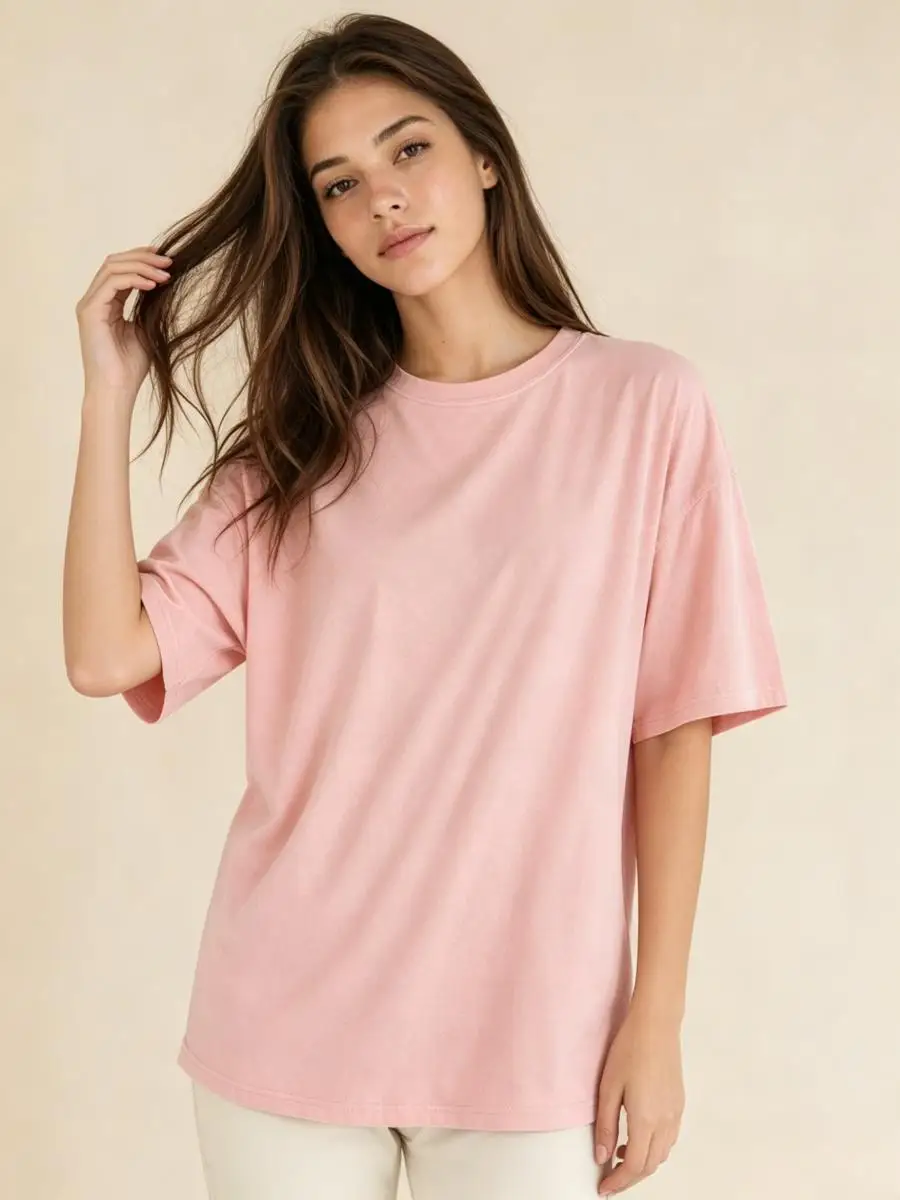 T-Shirts aus Leichtem Modal mit O-Ausschnitt, Elegante City-Step-Damen-Shirts, Vielseitige Moderne T-Shirts, Weite Passform, 200S, Hochwertige Elastische Premium-Qualität, Großhandel
