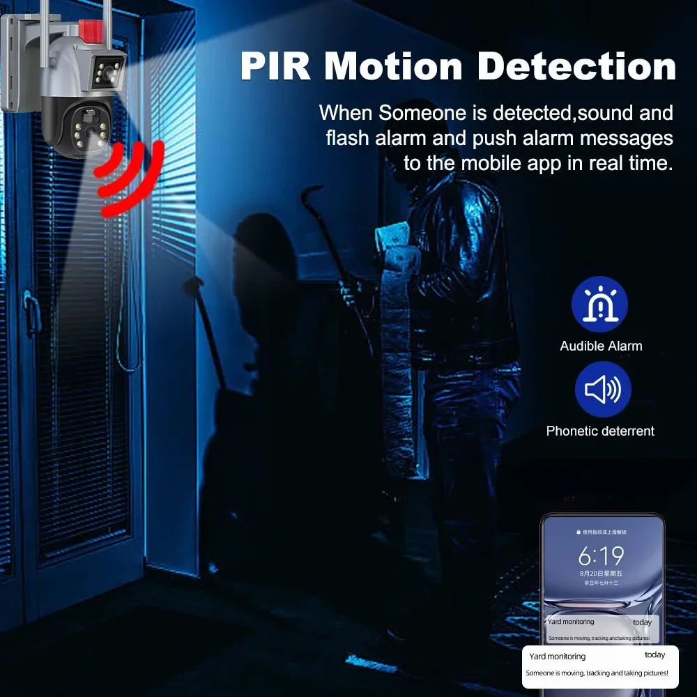 Kamera słoneczna 4K 8MP podwójny obiektyw WIFI zewnętrzny bezprzewodowy akumulator kamera IP ochrona bezpieczeństwa CCTV nadzór wideo