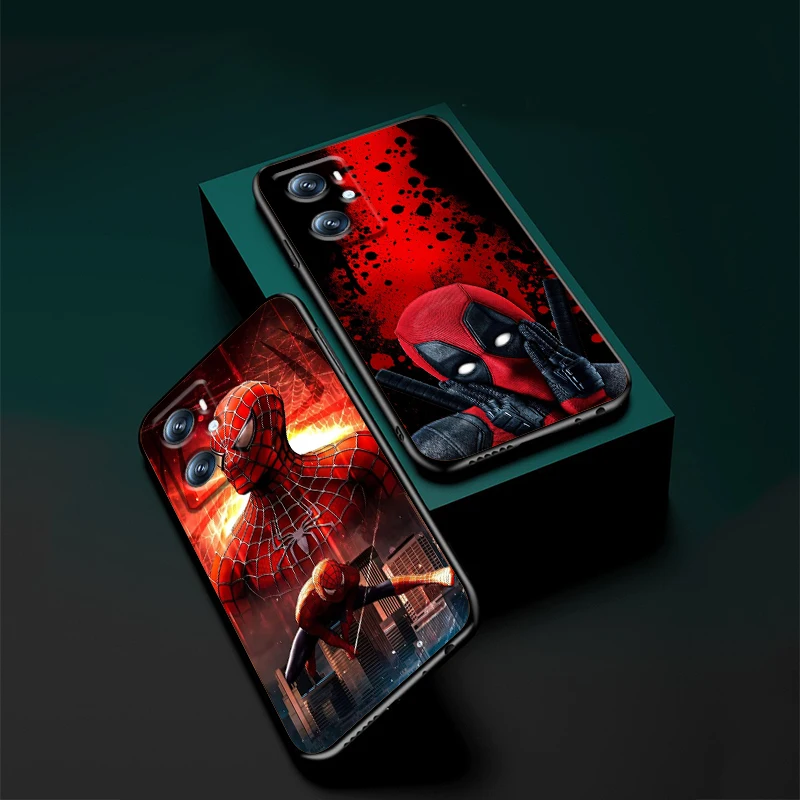 Marvel Spiderman Hero For OPPO Find X6 X5 X3 A54S A5 A94 A16 A53S A57 A74 A72 A98 A78 A96 A9 5G Black Funda Phone Case