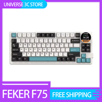 Feker K75 Gaming Mechanical Keyboard 3mode 83keys Bluetooth  2.4G Wireless Keyboard With Knob Screen RGB Pbt Gamer Keyboards Gif