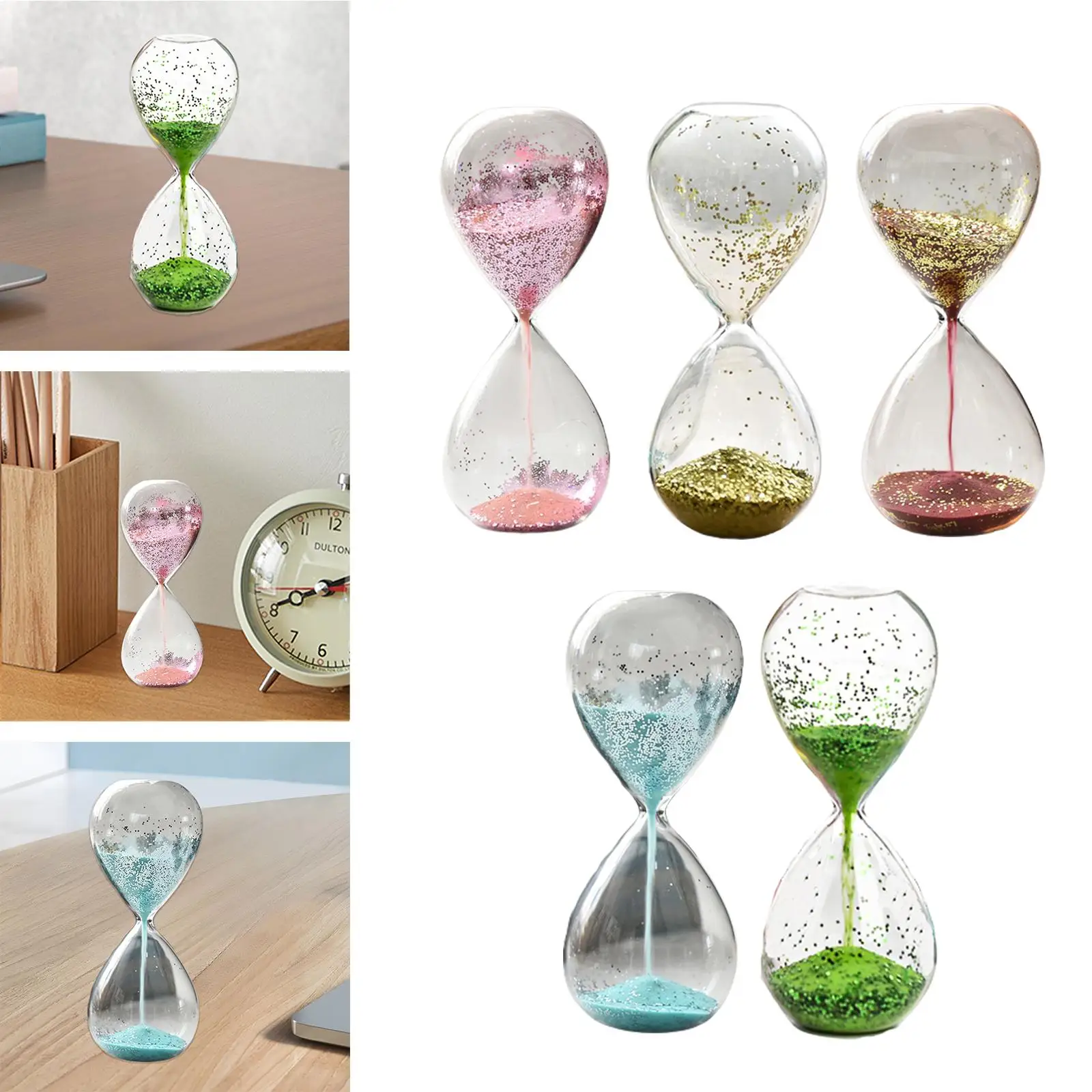 Sand Timer Sandglass Home Yoga Timer Glitter Glass Sand Clock Sand Timer for Bedroom Living Room Faimly Holiday Gift Kids