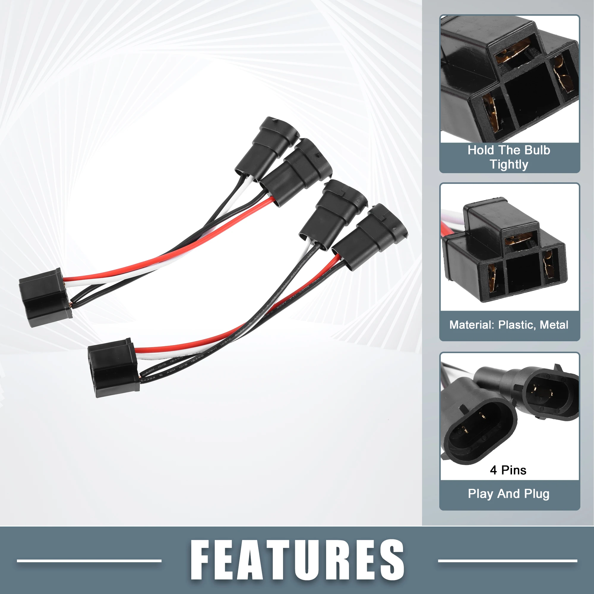 UXCELL H4 to H9/H11 Dual Beam Headlight Splitter Cable Harness Connector (Set of 2)