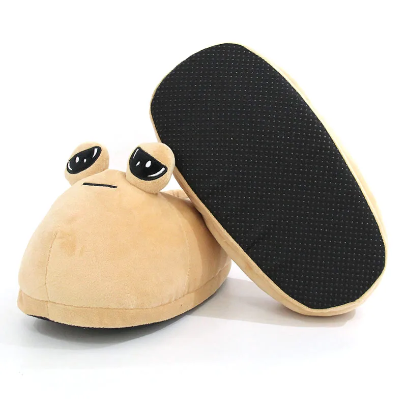 28cm The Maw Pou Cotton Slipper Plush Toys Kawaii Cartoon Soft Stuffed Fluffy Shoes Alien Pou Doll Home Indoor Slippers Gift