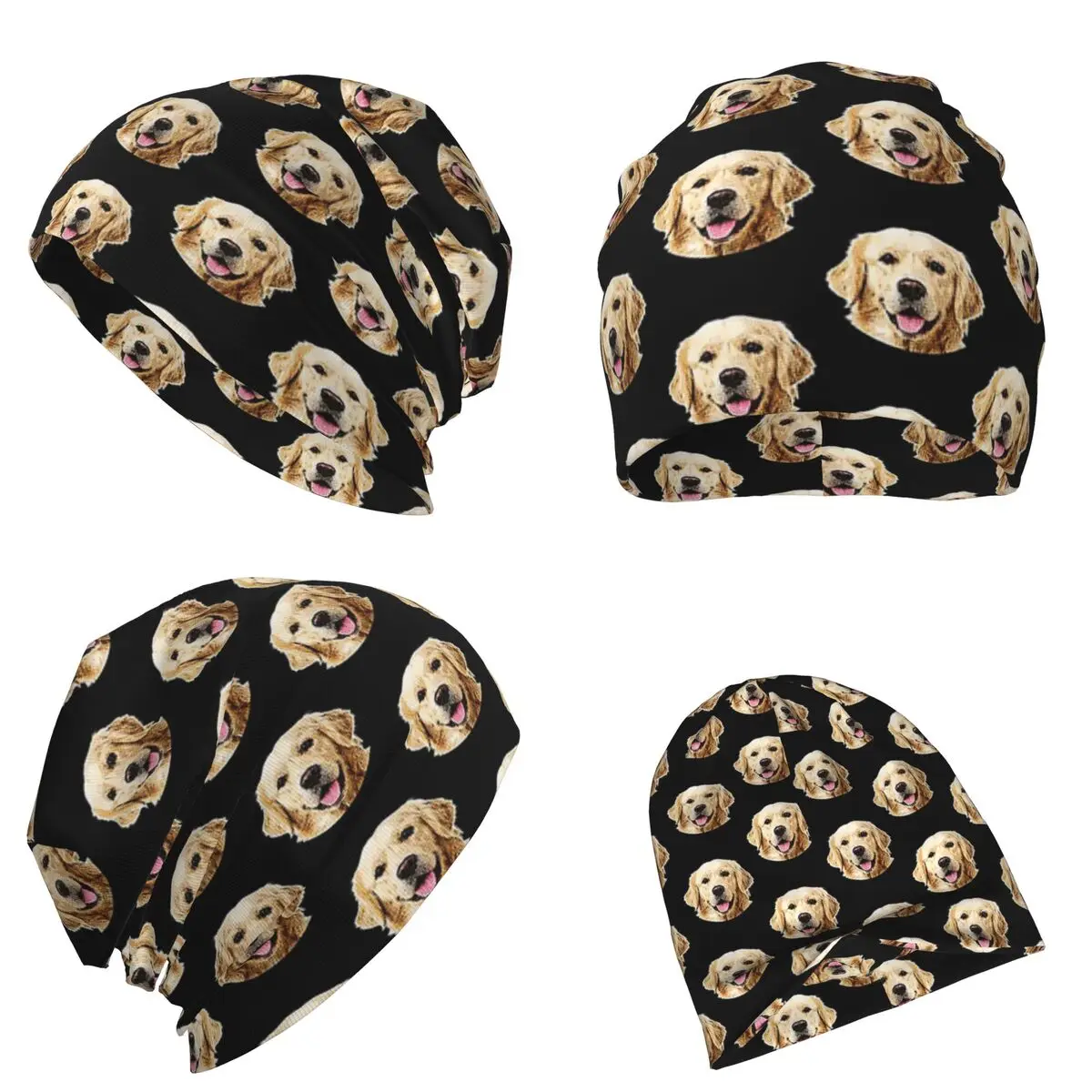 مضحك الذهبي المسترد الوجه صورة الدافئة محبوك قبعة الأزياء بونيه قبعة الخريف الشتاء في الهواء الطلق قبعة حريمي للرجال النساء الكبار