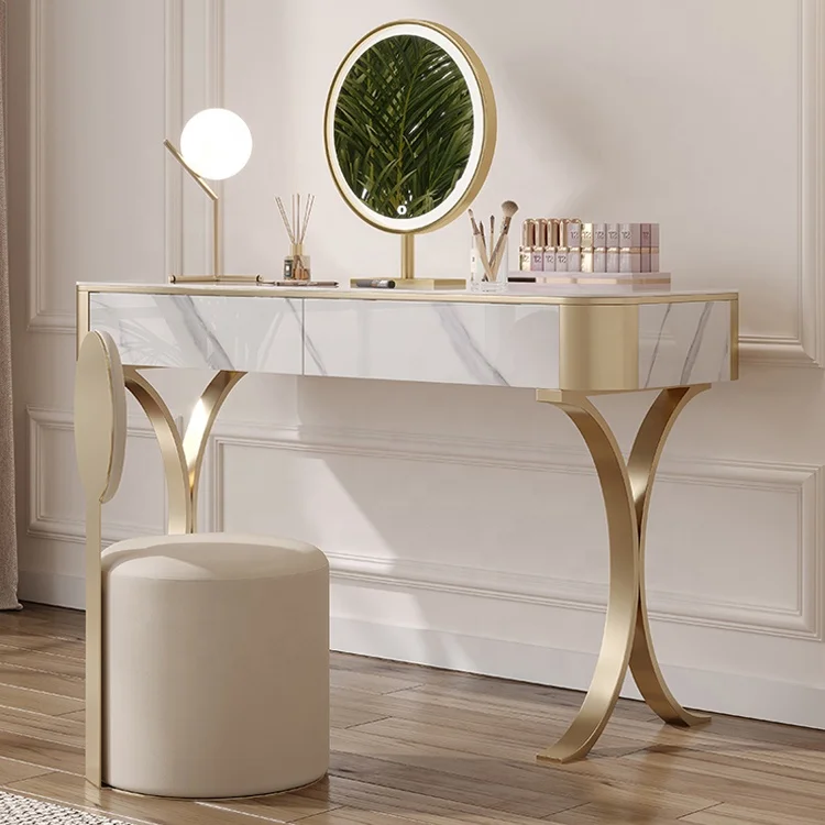 

Dressing Table Italian Luxury New Modern Simple Rock Panel Makeup Table Bedroom Makeup Table