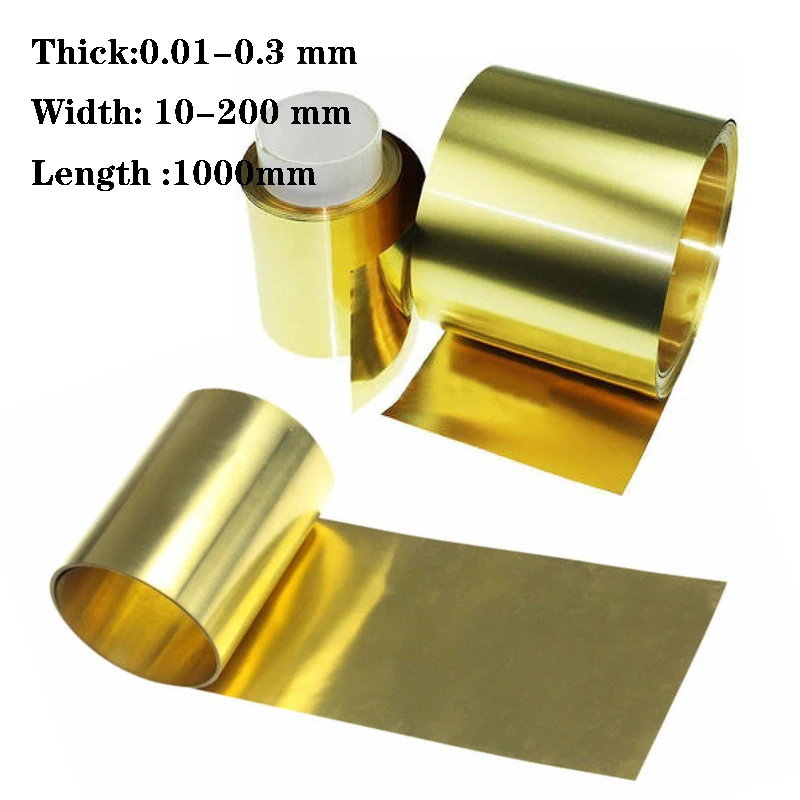 Thick 0.01-0.3 mm Width 10-200 mm Thin  Golden Sheet Yellow Copper Foil Brass Plate Brass Strip