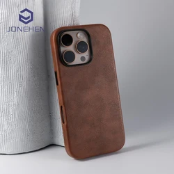 Luxury Business Crazy Horse Leather For Magsafe Case For iPhone 16 15 14 13 12 Pro Max Magnetic Wireless Charge Shockproof Cover