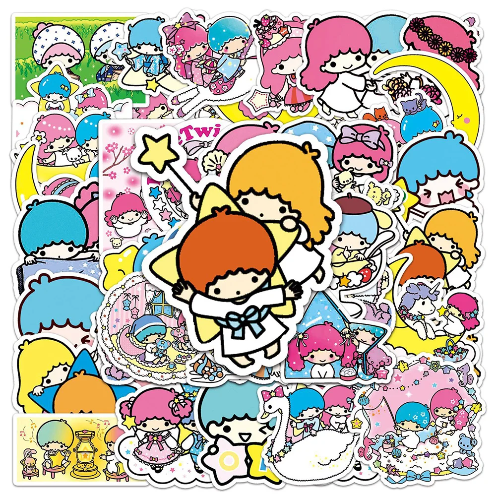 

10/30/50pcs Kawaii Little Twin Stars Anime Stickers Decals Decorative Water Bottle Diary Luggage Cartoon Stickers for Kids Girls
