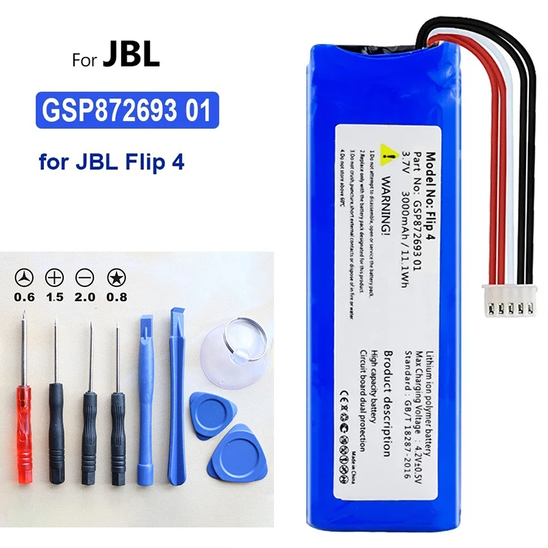 3.7v Battery for JBL Flip 4 Flip4 3000mAh Rechargeable Battery GSP872693 01 for JBL Speaker Flip 4 Flip4 Special Edition Bateria