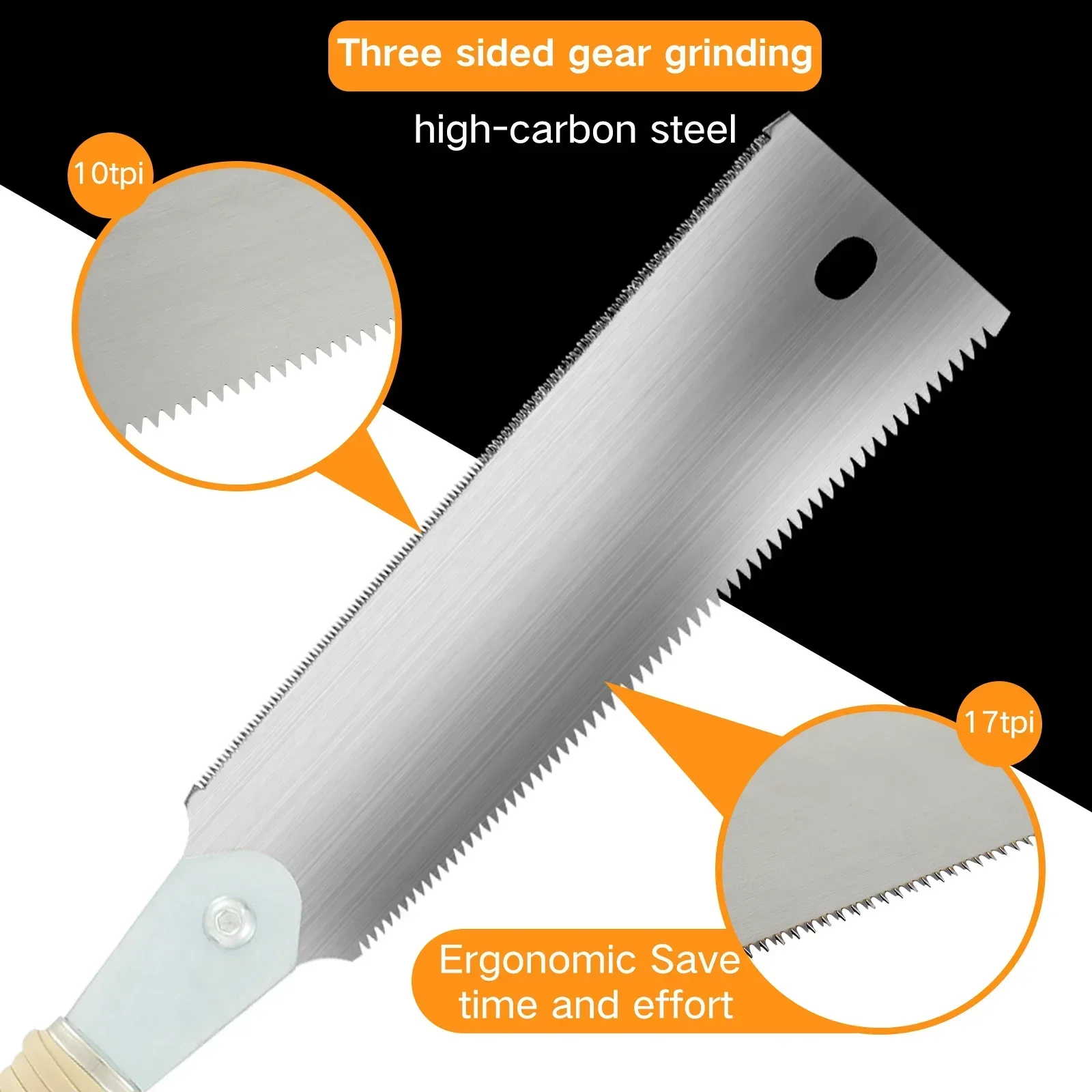 2024 New Japanese Hand Saw 9.3inch SK5 Carbon Steel Double Edged Hand Sharp Pull 10/17 TPI Woodworking Tool hand saw
