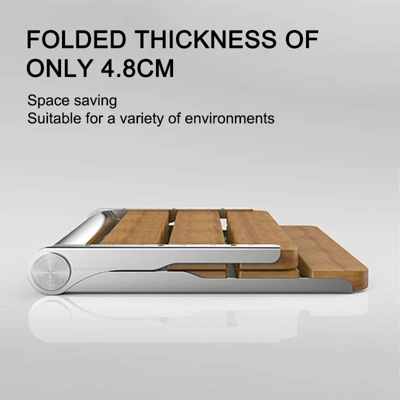 Wall-mounted Foldable Shower Bench 304 Stainless Steel Brackets Shoe Stool Waterproof 200kg Weight Capacity Space-saving
