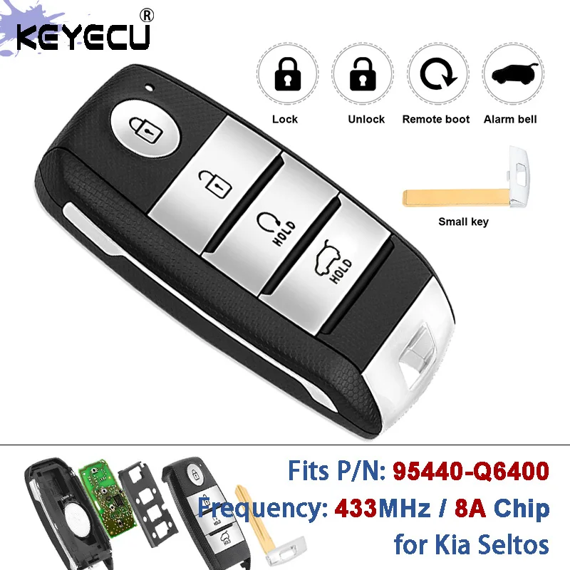 KEYECU 433MHz 8A Chip PN: 95440-Q6400 OEM-Teile Keyless-Go Smart Fernbedienungsschlüssel für Kia Seltos Modelljahr 2021