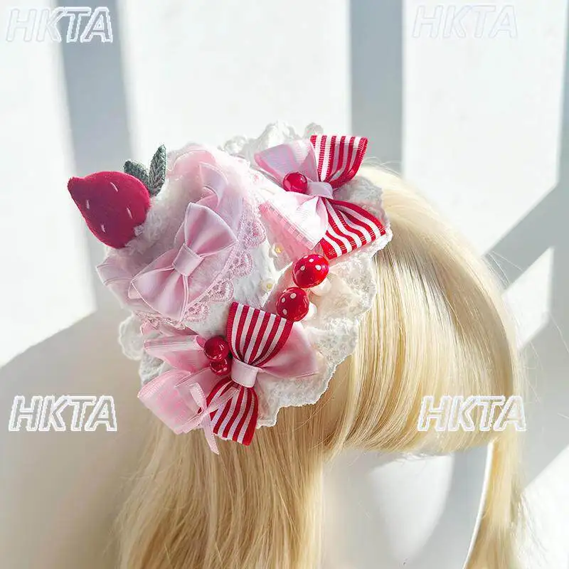 

Заколки для волос Daliy Sweet Lolita: милые кавайные заколки ручной работы с кружевом, бантом и клубникой для девочек и женщин