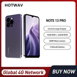 HOTWAV-Smartphone Note 13 Pro 4G, teléfono móvil con pantalla HD de 6,6 pulgadas, Octa Core, 16GB + 256GB, cámara de 50MP, 5160mAh, carga rápida de 18W, NFC