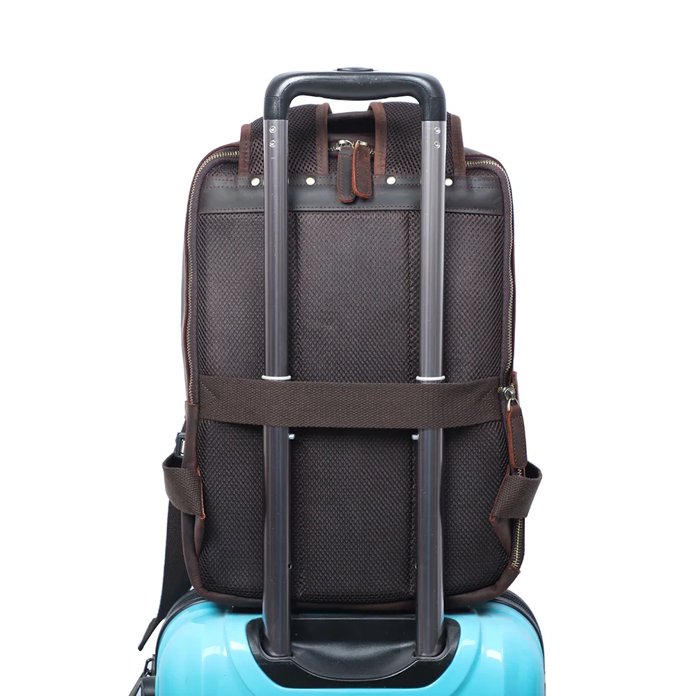 S.WORKER Vintage Echtleder-Rucksack Laptop-Tasche Crazy-Horse-Leder Schultasche Outdoor-Reise-Weekender-Schultertasche – Detail 9