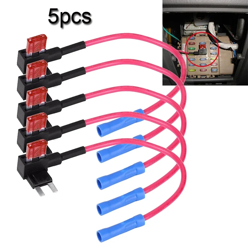 5Pcs Add A Circuit Mini Blade Fuse Splice Holder ATM APM Back Fuses Tap 12V Help Ocate A Quick Power Source Without Cutting