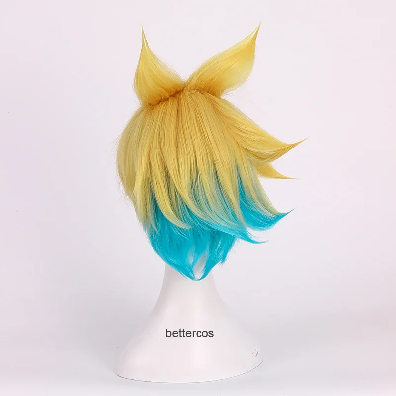 LOL Ezreal Cosplay Wigs the Prodigal Explorer Mixed Colors Gradient Heat Resistant Synthetic Hair Wig   Wig Cap image 5