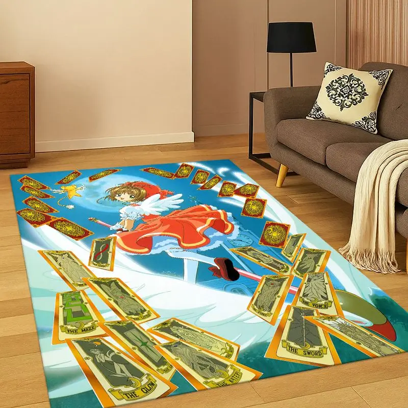 Cute Sakura Card Captor Girl Cartoon Living Room Non-Slip Area Rug Soft Carpet for Bedroom  Playroom Sofa,Home Decor Doormat