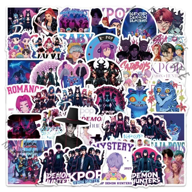 

50pcs Art Stickers KPop Demon Hunters Rumi Mira Zoey Cosplay Decals Picture Cartoon Saja Boys Ornaments Manga Merchandise