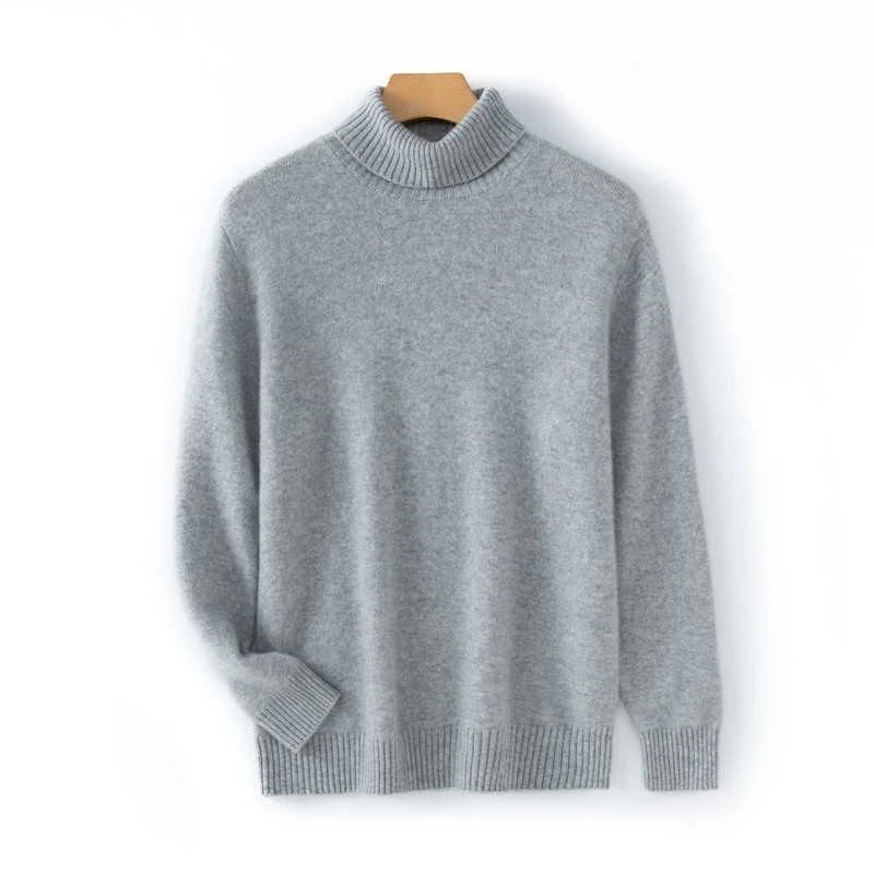 

Men's High Lapel 100% Cashmere Sweater Winter New Loose Knitted Pullover Casual Solid Joker Thicken Tops High-End Cashmere Shirt