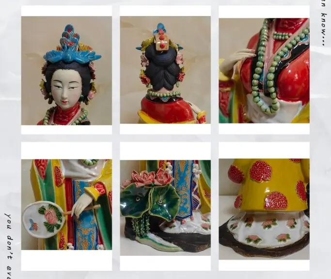 Ceramic Dream of Red Mansions Jia Yuanchun Qiaojie handmade home jewelry Chinese style classical cheongsam beautiful woman ornam