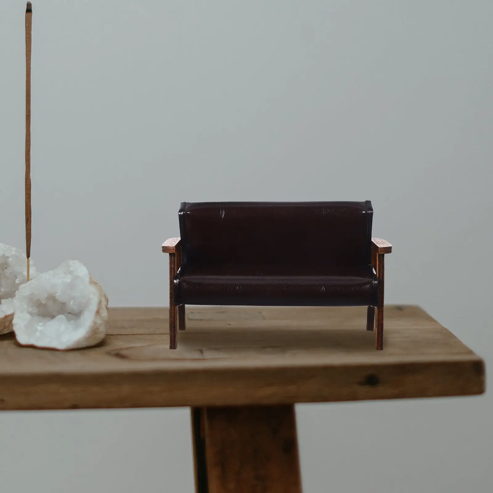 

Mini Sofa Chair Wooden Retro Small Armchair Mini House Decor Desk Micro Landscape Furniture Miniature Sofa Chair