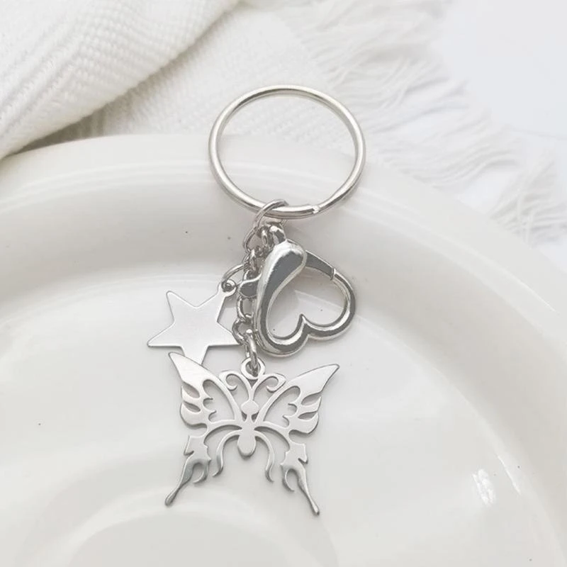  Butterflies Star Keychain Y2k Niche Retro Bag Pendant Heart Buckle Accessories