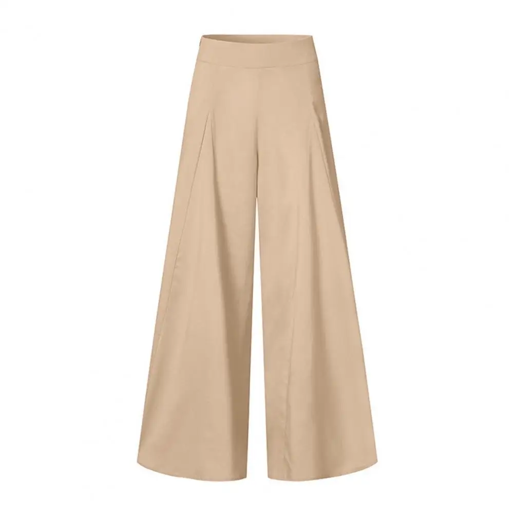 Loose Fit Trousers Women’s High Waist Wide Leg Pants Elastic Trousers Loose Fit Office Workwear Solid Color Commuting Bottoms