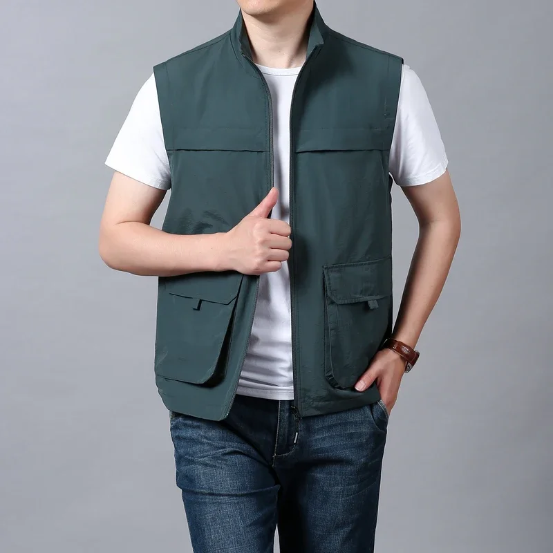 

Large Size Men's Vest Mens Hunting Outdoor Embroidered Fishing Clothing Sleeveless Jacket Sports Motorcyclist Plus Outerwear Man