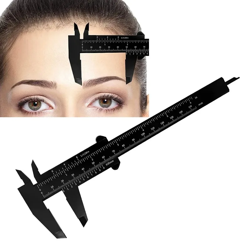 150mm Double Scale Plastic Vernier Caliper Eyebrow Measuring Ruler Brow Mapping Tool for Eyebrow Tattoo And Makeup