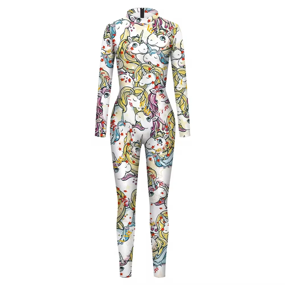 Sexy bedruckter Zentai-Bodysuit mit langen Ärmeln für Damen, Cyberpunk-Outfit, Halloween-Party-Kostüm, Cosplay-Kostüm – Detail 3