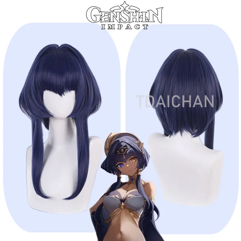 

Genshin Impact Candace Cosplay Wig Mixed Blue Purple 40cm Hair Sumeru Golden Vow Guardian of Aaru Village Halloween Role Play