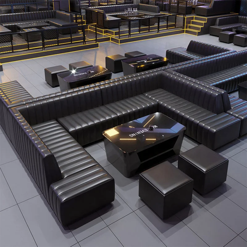 custom.Cigar Bar Club Furniture Nightclub Lounge Bar Counter Table Customized L U Shape Color KTV Sectional Leather Club Booth S view 4
