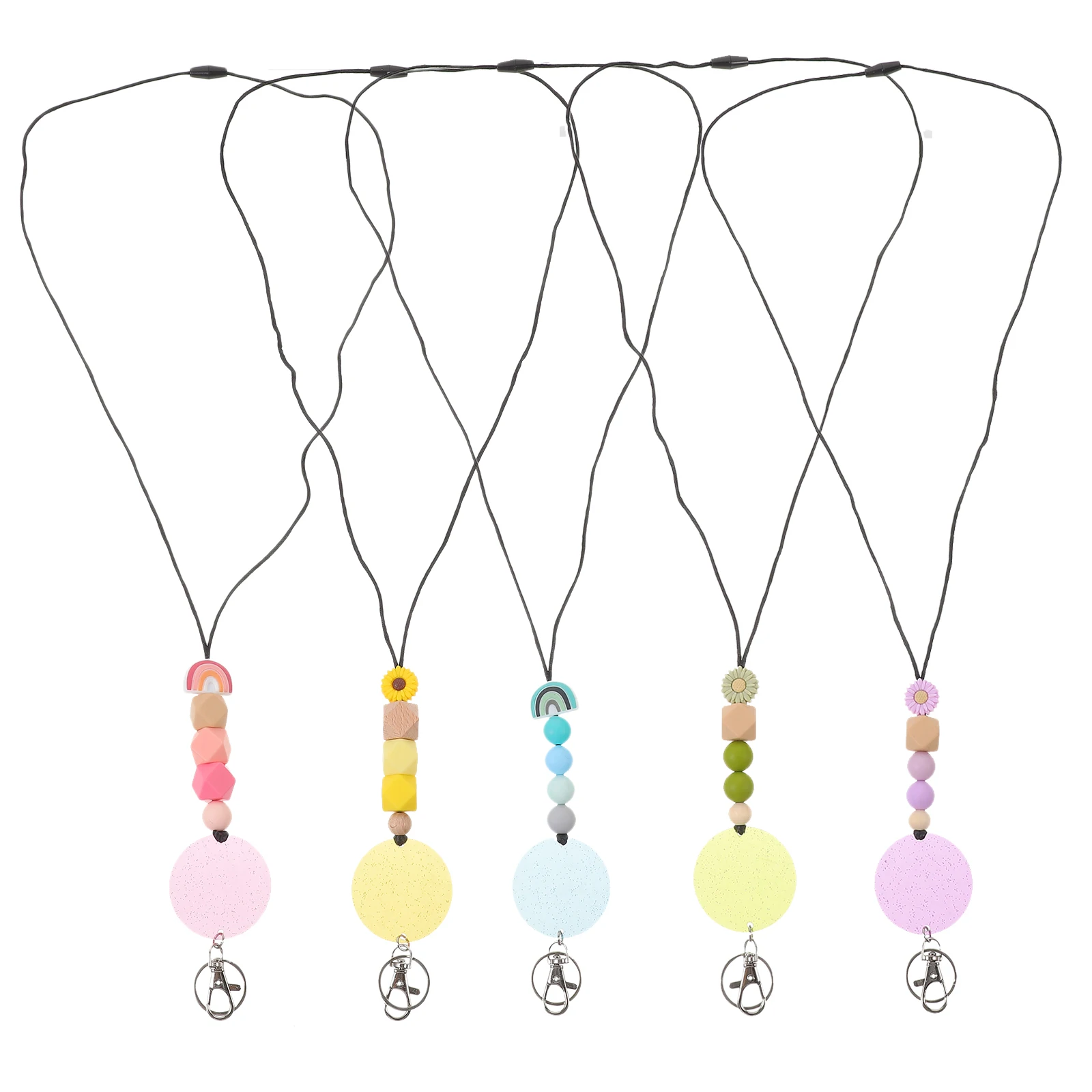 

5 Pcs Keychain Lanyard Bead Lanyards for Id Badges Beaded Card Teacher Acrylic Silicone Seasonal