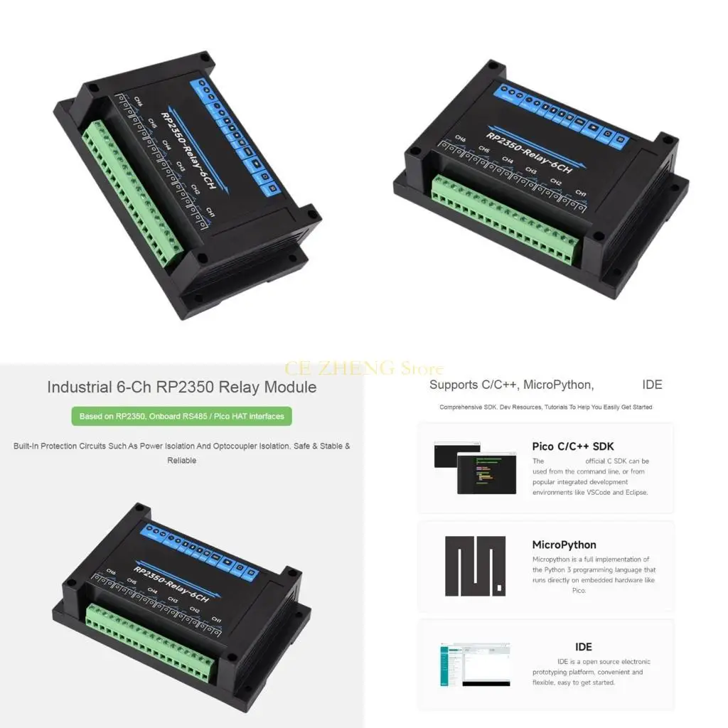 

E56B 6 Channel Relays Module with Isolation Protections Circuit Mount ABS Housing