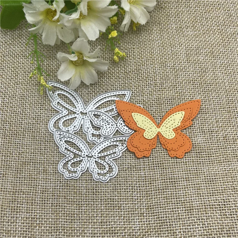 3PCS/Set Butterfly Metal cutting dies  mold Round hole label tag Scrapbook paper craft knife mould blade punch stencils dies