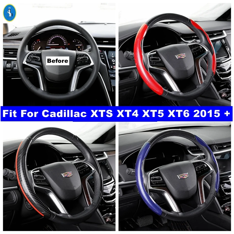 

Steering Wheel Decor Handle Protection Cover Trim Fit For Cadillac XTS XT4 XT5 XT6 2015 - 2022 Carbon Fiber Look Car Accessories