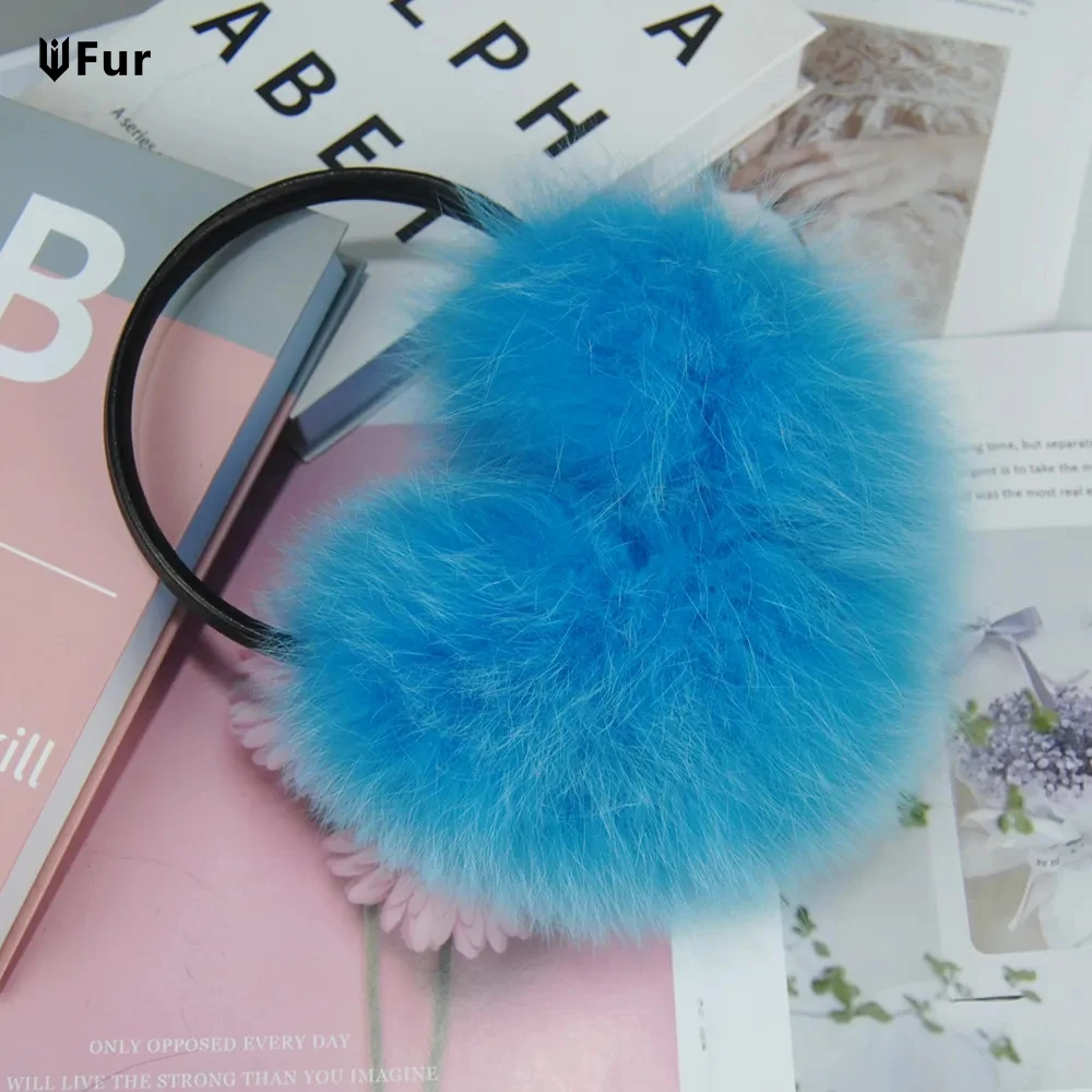 

2025 New Fashion Women Fluffy Real Fox Fur Earmuffs Winter Lady Big Pompoms Fox Fur Plush Ear Muff 100% Natural Fox Fur Earlaps