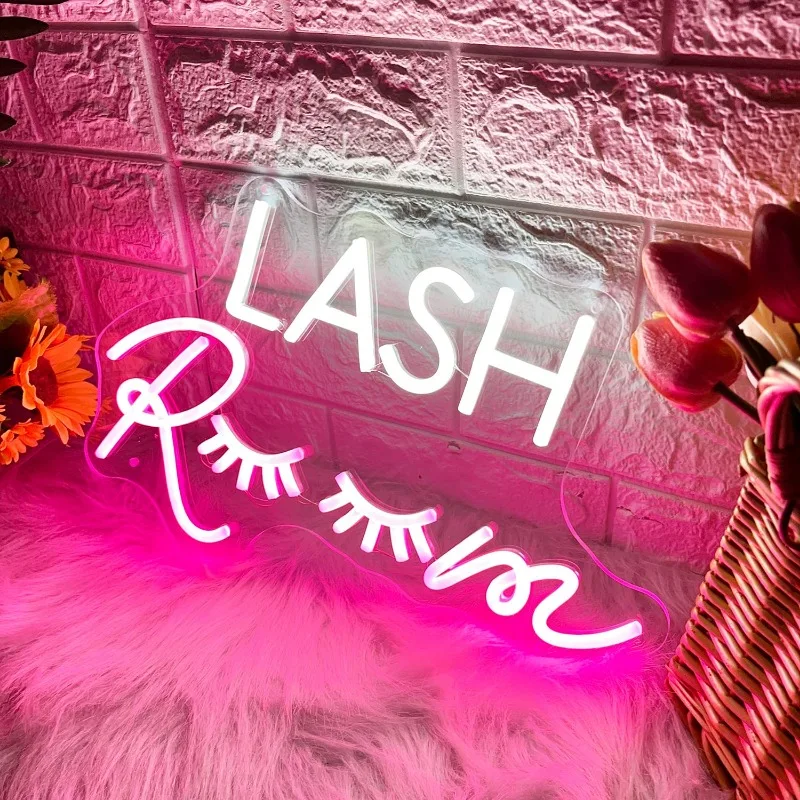 Imagem -03 - Usb Powered Eyelashes Neon Light Sign Brilho Led Maquiagem Sala de Beleza Casa Parede Aniversário Festa de Casamento Meninas Rosa