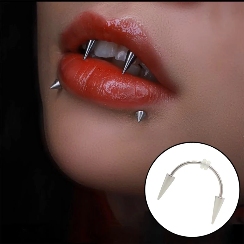 1PC Dracula Nail Surgical Steel Smile Piercing Jewelry Septum Lip Piercing Body Teeth Decorations Vampire Fangs Zombie