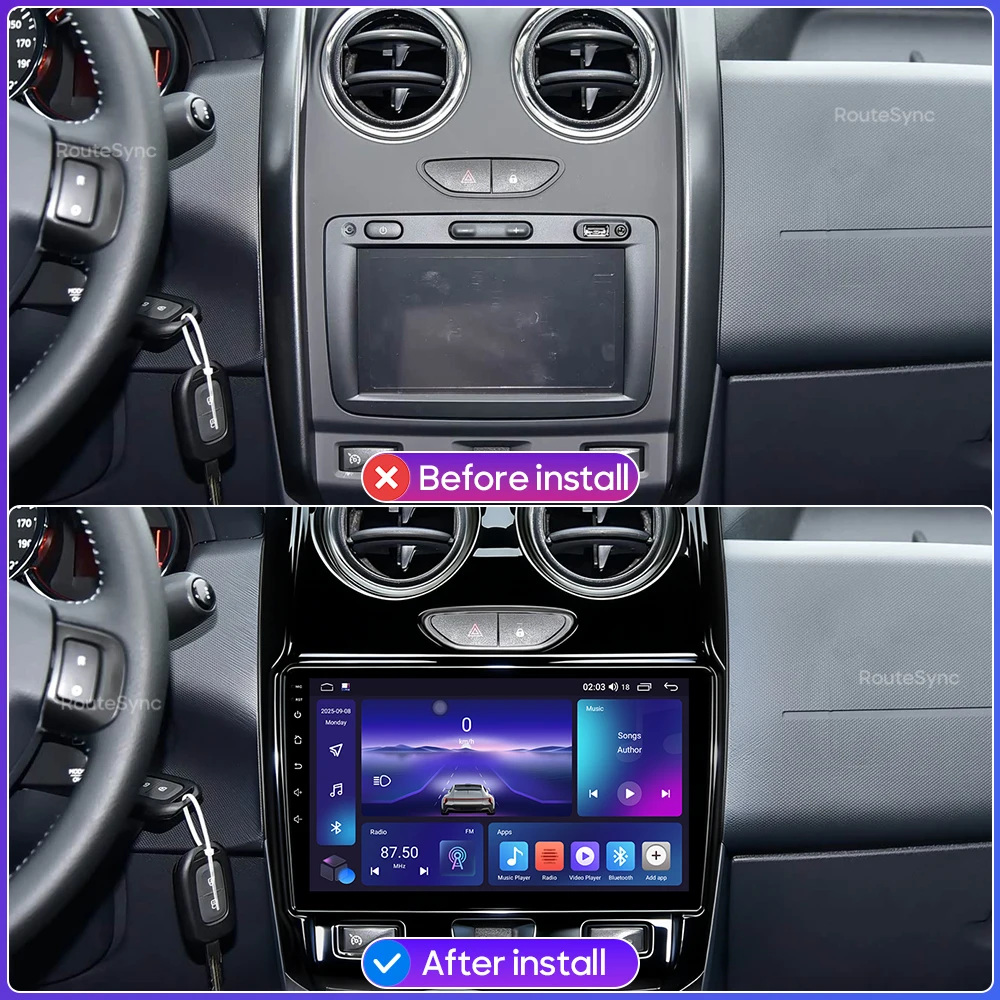 For Renault Duster Dacia Duster 2015 2016 2017 - 2021 Android Car Radio Multimedia Video Player Carplay Auto Navigation GPS 2DIN view 2